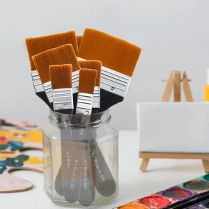 Nylon Flat Board Paint Brushes Set, Row Brushes for Acrylic Watercolor Wall Art, Professional Painting Tools