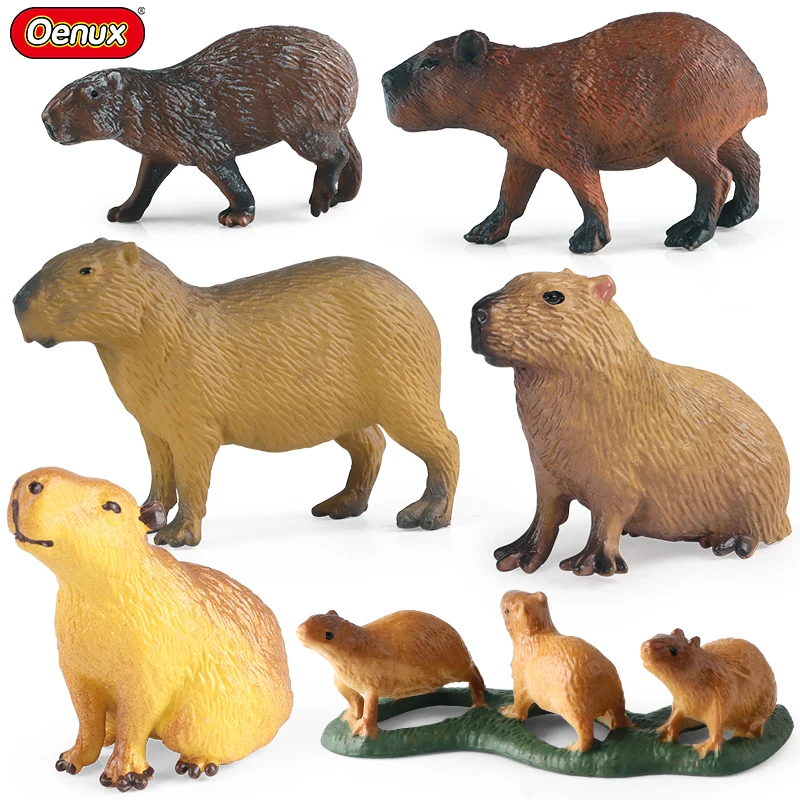 Oenux simulation New Wild Animals Figurines Capybara Hydrochoerus hydrochaeris Model Action figures Kids Education Gift Toy