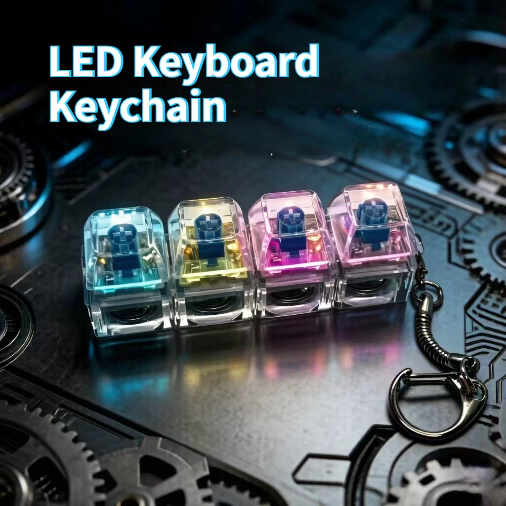 Original Glowing LED Keyboard Keychain Fidget Toy | Crystal Clicker Sensory Stress Relief Toy for Kids & Adults - Image 2