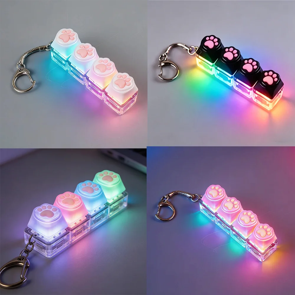 Original Glowing LED Keyboard Keychain Fidget Toy | Crystal Clicker Sensory Stress Relief Toy for Kids & Adults - Image 6