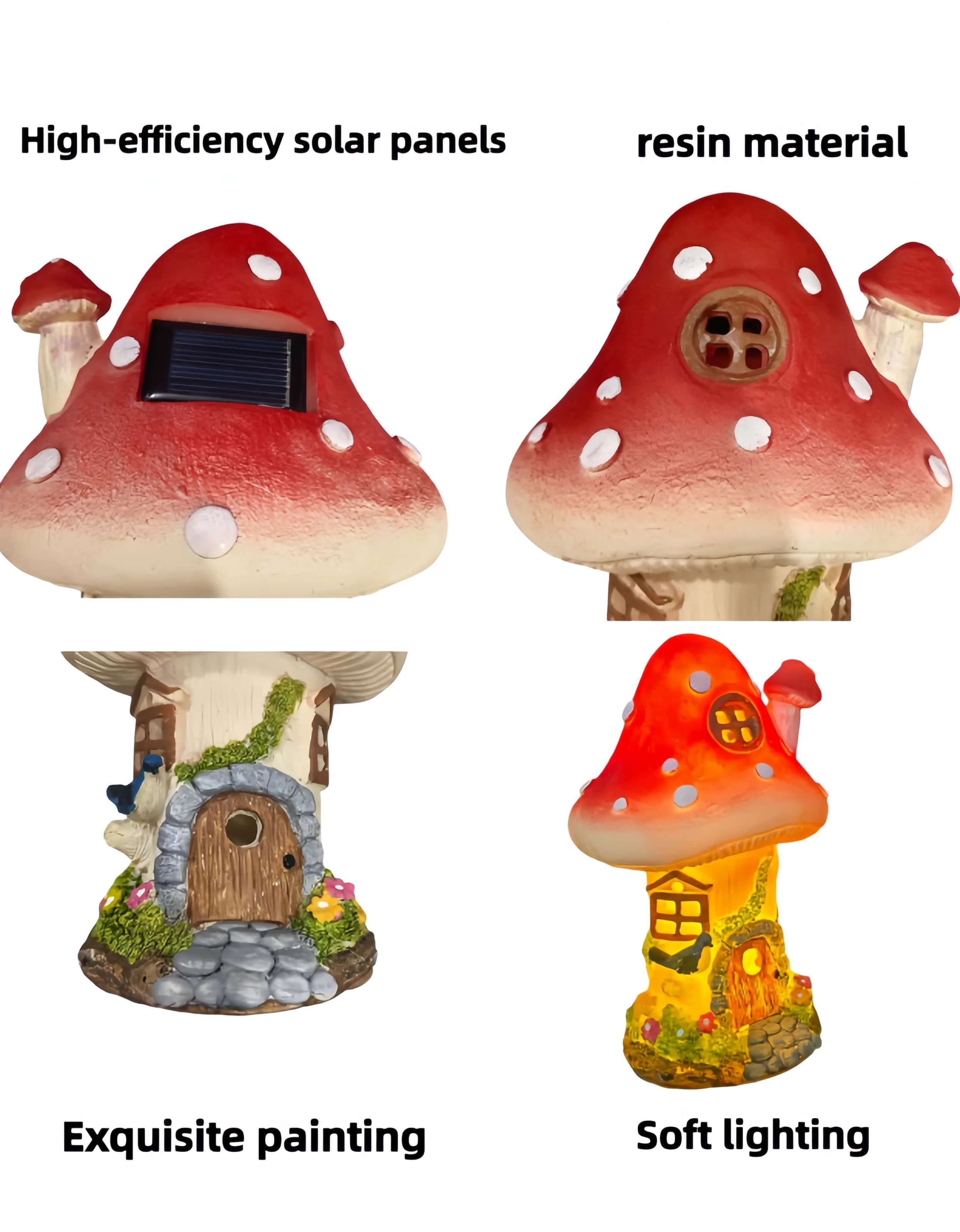 Outdoor Mushroom Solar Light, Waterproof Fairy House Statue, Garden Decorative Ornament, Ideal Gift for Gardening Enthusiasts - Image 6