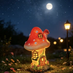 Outdoor Mushroom Solar Light, Waterproof Fairy House Statue, Garden Decorative Ornament, Ideal Gift for Gardening Enthusiasts