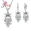 Owl Pretty Shape 925 Sterling Silver Fashion Jewelry Set With AAA+ Cubic Zirconia Women Necklace & Earrings & Pendant
