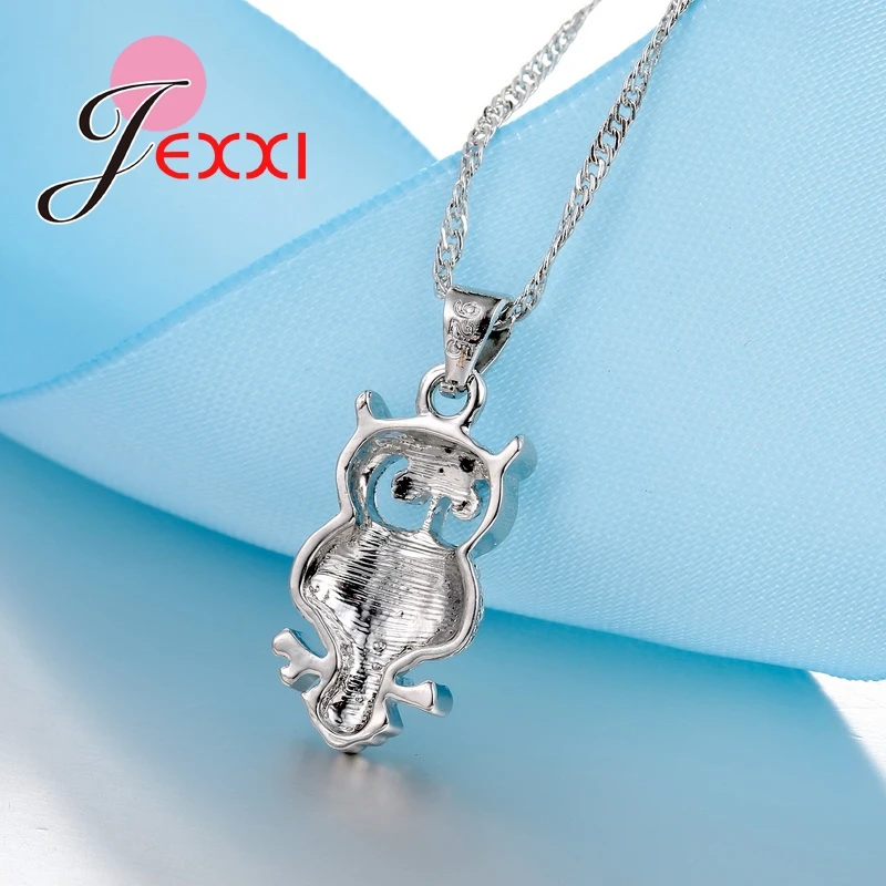 Owl Pretty Shape 925 Sterling Silver Fashion Jewelry Set With AAA+ Cubic Zirconia Women Necklace & Earrings & Pendant - Image 4