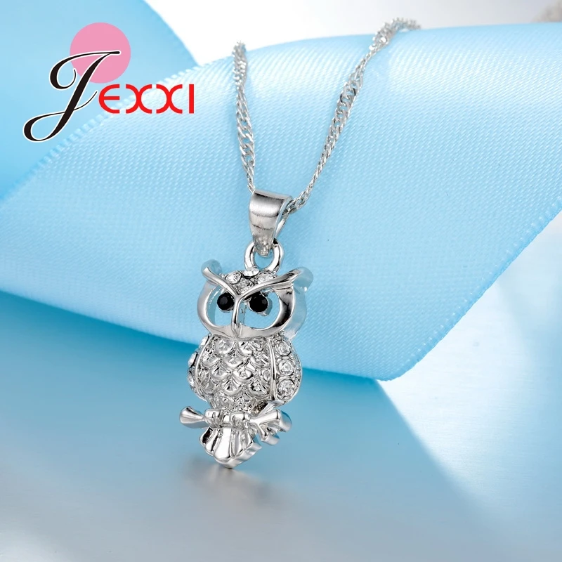 Owl Pretty Shape 925 Sterling Silver Fashion Jewelry Set With AAA+ Cubic Zirconia Women Necklace & Earrings & Pendant - Image 2