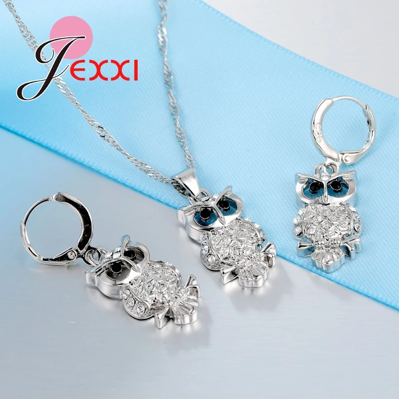 Owl Pretty Shape 925 Sterling Silver Fashion Jewelry Set With AAA+ Cubic Zirconia Women Necklace & Earrings & Pendant - Image 5