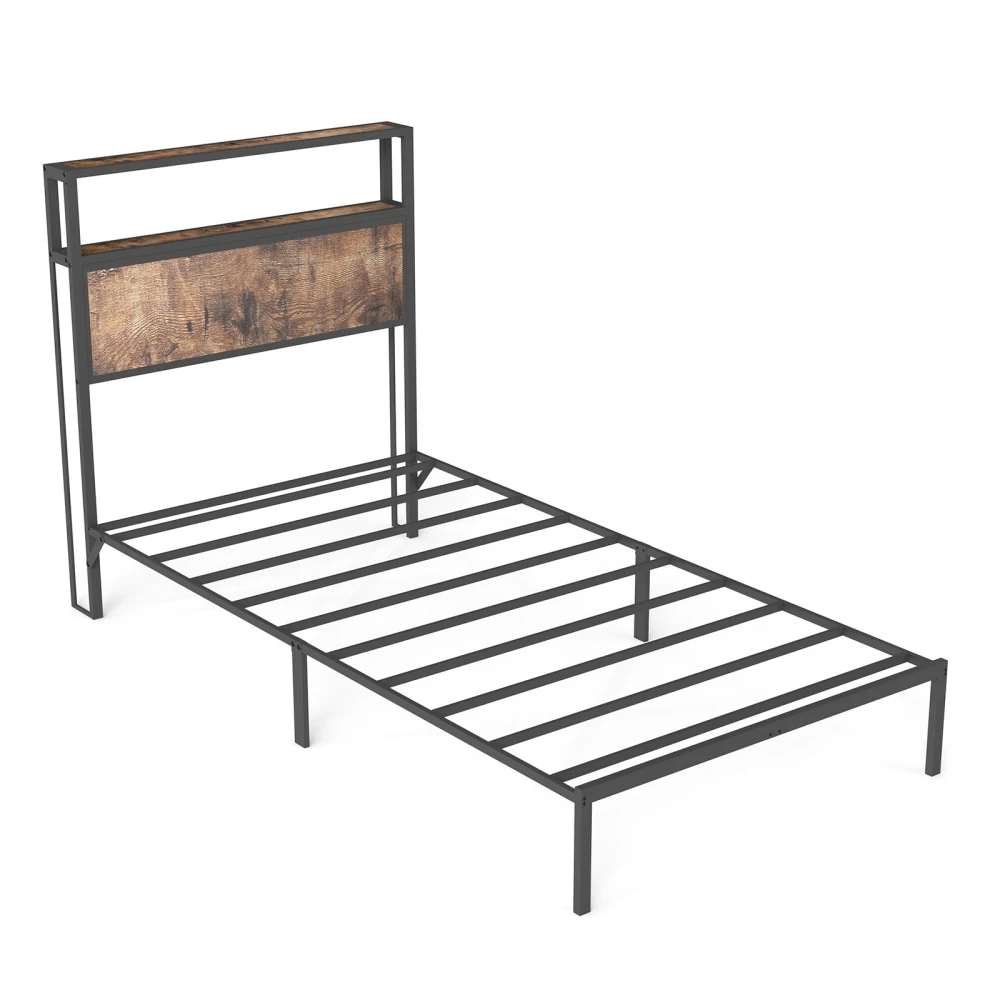 PINGGO 90cm Single Bed Frame with LED Lights & Headboard Storage - Image 7