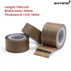 PTFE Tape Adhesive Cloth Insulated Width 5~50mm Thickness 0.13mm 0.18mm High Temperature Resistant Sealing PTFE Tapes