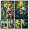 Peacock Toucan in Jungle Wall Art Canvas Painting Pictures for Living Room Home Decor Birds Fantasy Poster Prints Parrots