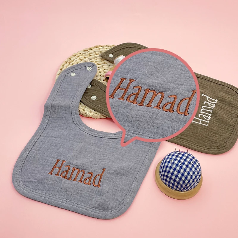 Personalized Pure Cotton Baby Bibs Feeding Scarf for Boys & Girls Shower Gift Customizable Baby Bibs - Image 4