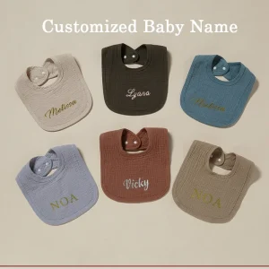 Personalized Pure Cotton Baby Bibs Feeding Scarf for Boys & Girls Shower Gift Customizable Baby Bibs