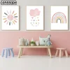 Pink Canvas Painting Rainbow Love Art Prints Sun Clouds Wall Posters Nursery Poster Nordic Wall Pictures Baby Girls Room Decor