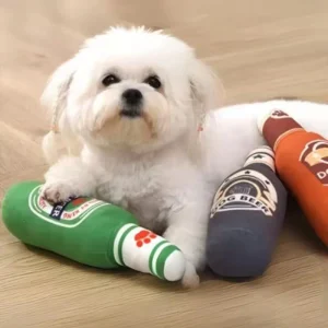 Plush Dog Toys Beer Bottle Shaped Small Large Dogs Bite-Resistant Clean Teeth Chew Toy Pets Squeaky Interactive Playing Supplies