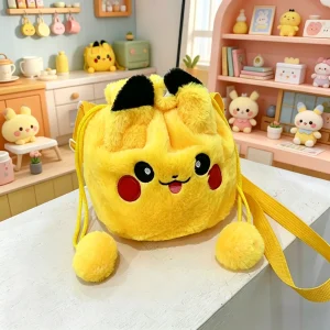 Pokemon Pikachu Drawstring Plush Bag Adorable Funny Girls Boys Student Portable Makeup Storage Travel Outdoor Cartoon Gift Pouch