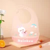 Portable Cartoon Print Baby Bibs Waterproof Transparent Kids Feeding Bib Soft Silicone Adjustable Baby Feeding Stuff