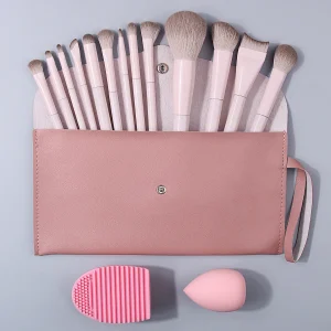 Portable Makeup Brush Set With Cosmetic Bag, Beauty Sponge & Brush Cleaning Mat, Complete Face Eye Makeup Brushes For Travel