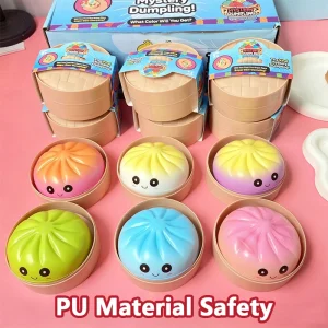 Premium PU Squishies Dumpling Bun Toy, Slow Rising Dumpling Stress Ball, Non-Toxic Stress Relief Fidget Toy for Home