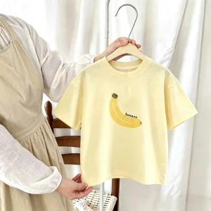 Printed Fruit T-shirt For Girls Clothing Summer Short Sleeve Tops Kids Tees 1-7 Age Children's Clothes Simple Casual T Shirts