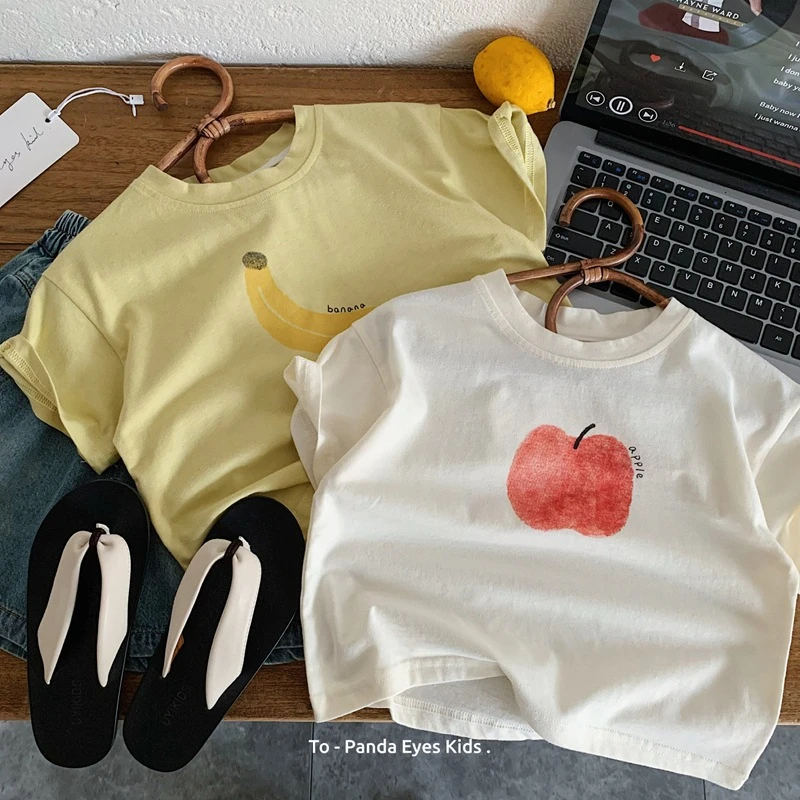 Printed Fruit T-shirt For Girls Clothing Summer Short Sleeve Tops Kids Tees 1-7 Age Children's Clothes Simple Casual T Shirts - Image 6
