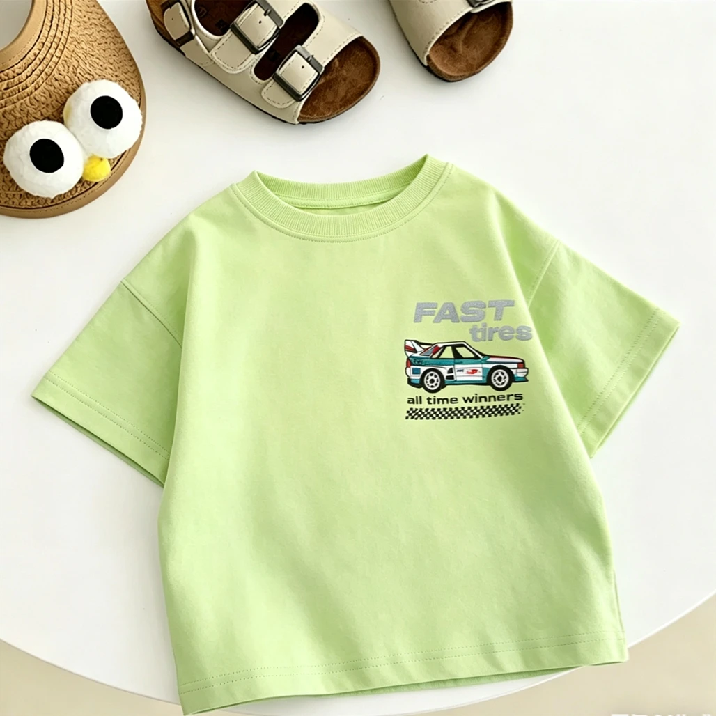 Printing Tshirt Fashion Casual Clothes Baby Boys Cartoon Printed Tees Kids Crewneck Pullovers Pure Cotton Tshirt Short Sleeve - Image 4