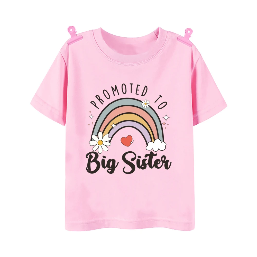 Promoted To Big Sister Printed Baby Announcement Shirt Kids T-Shirt Children Short Sleeve Tops Girls Tee Shirts Summer Clothes - Image 2