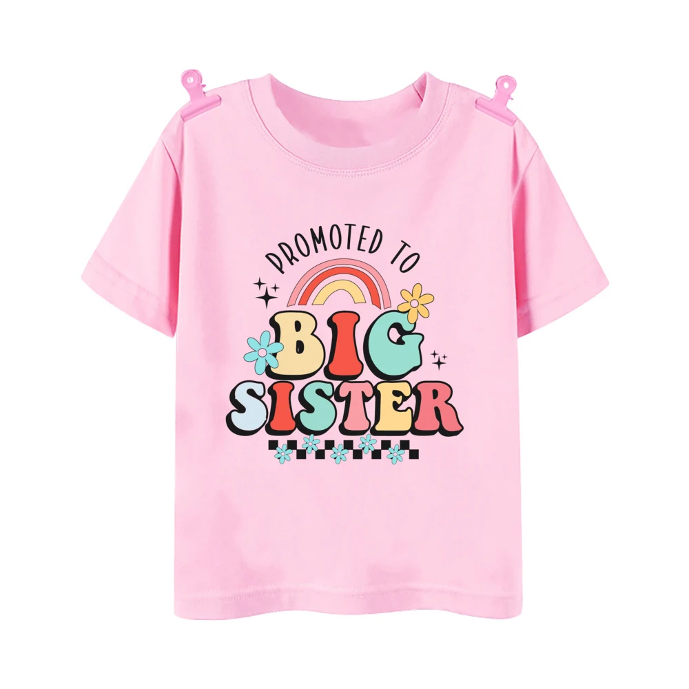Promoted To Big Sister Printed Baby Announcement Shirt Kids T-Shirt Children Short Sleeve Tops Girls Tee Shirts Summer Clothes - Image 4