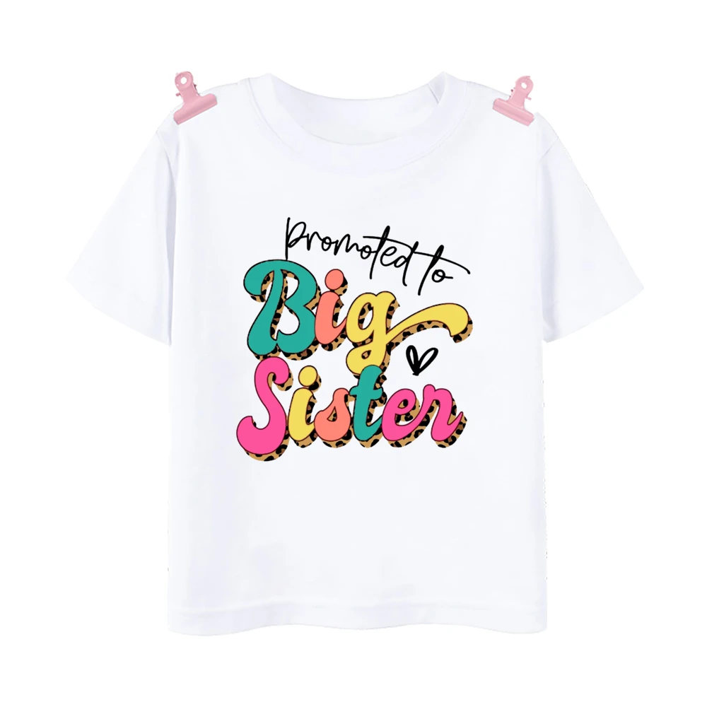Promoted To Big Sister Printed Baby Announcement Shirt Kids T-Shirt Children Short Sleeve Tops Girls Tee Shirts Summer Clothes - Image 5