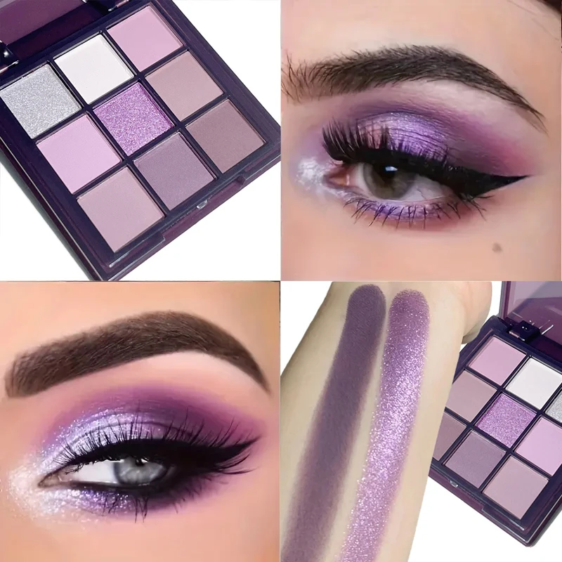 Purple Eyeshadow Palette -9 natural and shimmery finish colors for a long-lasting smoky eye makeup - Image 3