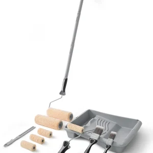 ROLLINGDOG Paint Roller Set - 9 Inch Paint Rollers and Tray Sets with Extension Pole,Paint Brush,Microfiber Roller Cover,15 PC P