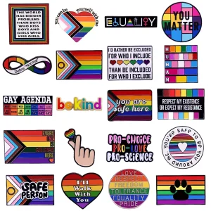 Rainbow LGBT Encourage Letters Metal Enamel Badge Gay Lesbian Asexual Transgender Adaptive Lapel Pin Jewelry Gifts Accessories