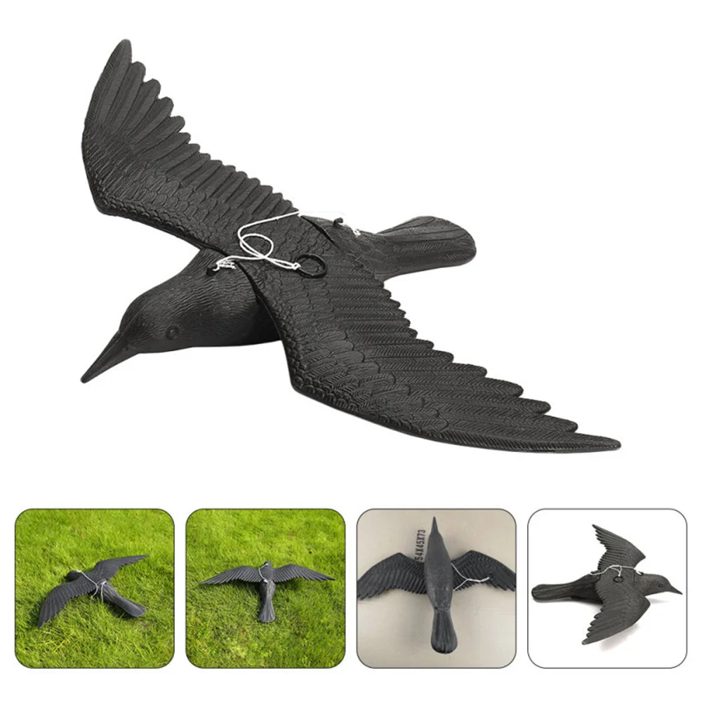 Reallike 3D Plastic Animals Figures Realistic Plastic Crow Ravens Garden Flag Home Bird Figurine Crow Decoys Attracting Crows - Image 2