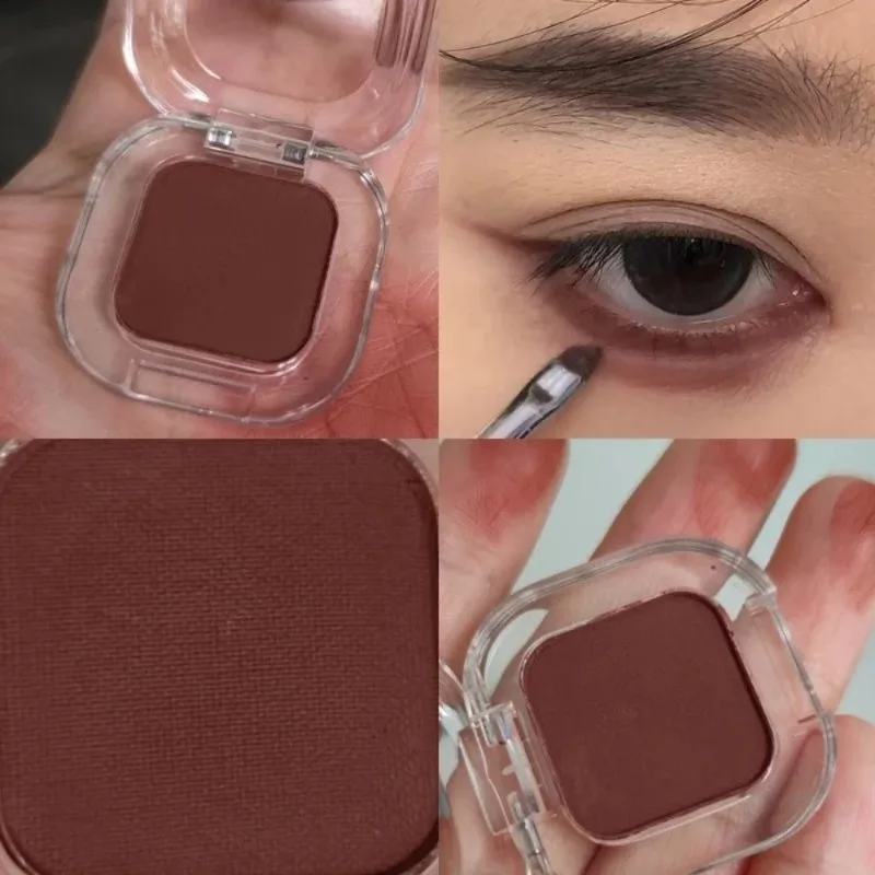 Red Brown Monochrome Eyeshadow Powder Palette Silky Matte Chocolate Red Lying Silkworm Eyeliner Waterproof Aegyo-sal Eye Makeup - Image 3