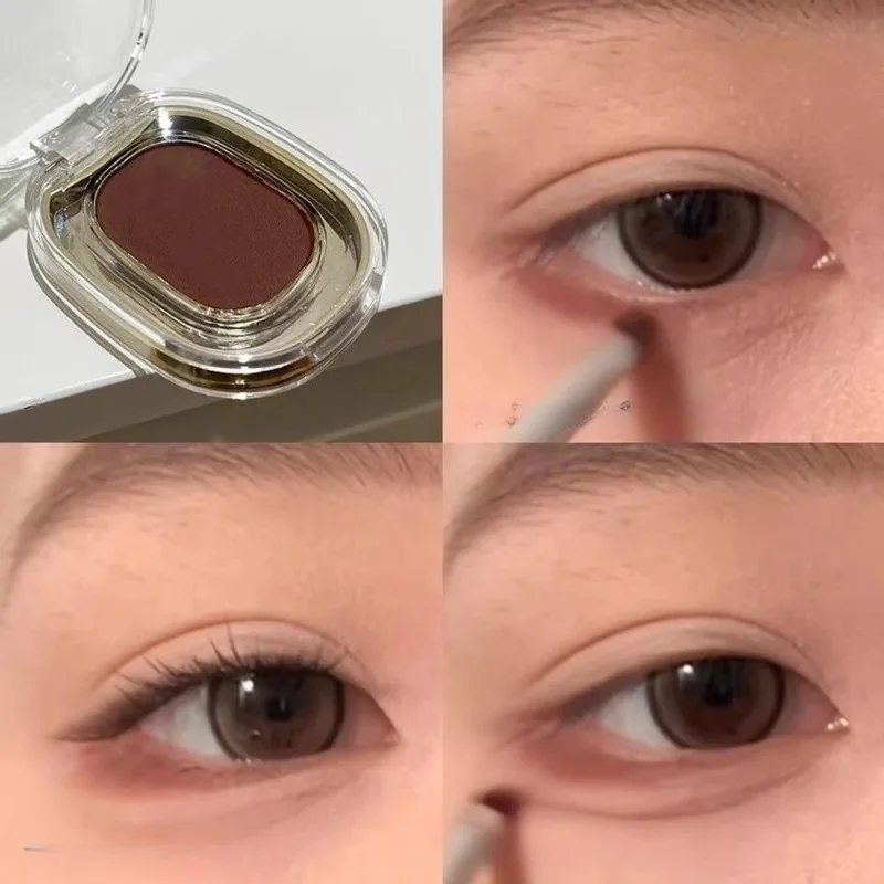 Red Brown Monochrome Eyeshadow Powder Palette Silky Matte Chocolate Red Lying Silkworm Eyeliner Waterproof Aegyo-sal Eye Makeup - Image 5