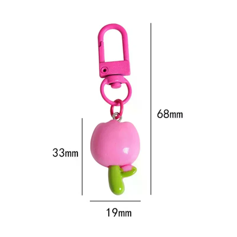 Resin Tulip Keychain Pendant Flower Girl Heart Cute Bag Ornament Headphone Key Case Decoration - Image 4