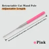 Retractable Cat Wand Pole Stainless Steel with Hanging Loop DIY Cat Exercise Stick Adjustable Length Interactive Feather Holder