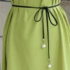 Retro PU Braided Pearl Belt Waist Chain Versatile Women Leather Rope Waistband Waist Rope Jeans Dresses Clothing Accessories
