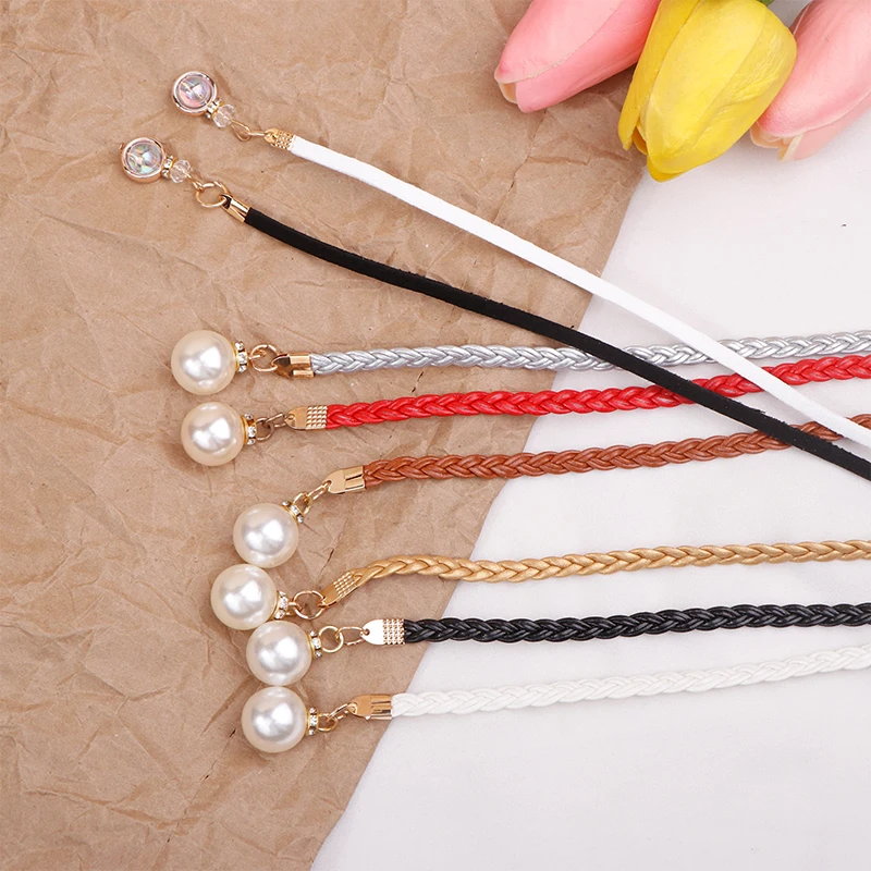 Retro PU Braided Pearl Belt Waist Chain Versatile Women Leather Rope Waistband Waist Rope Jeans Dresses Clothing Accessories - Image 3