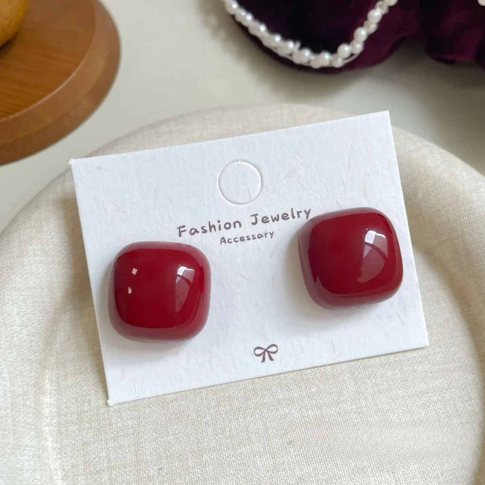 Retro Style Red Bowknot Stud Earrings for Women Girls Simple Earings Piercing Ballet Ribbon Aesthetics Elegant Ear Jewelry Gifts - Image 5