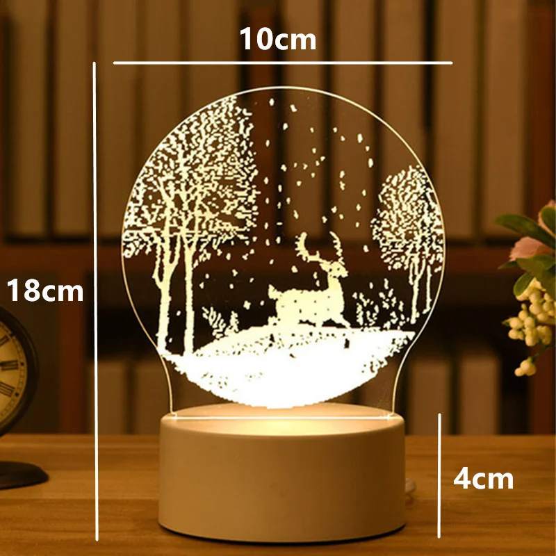 Romantic 3D Acrylic LED Lamp for Wedding Decoration USB Plug Home Night Light Birthday Party Holiday Bedside Secretaire Lamp - Image 5