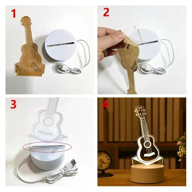 Romantic 3D Acrylic LED Lamp for Wedding Decoration USB Plug Home Night Light Birthday Party Holiday Bedside Secretaire Lamp - Image 6