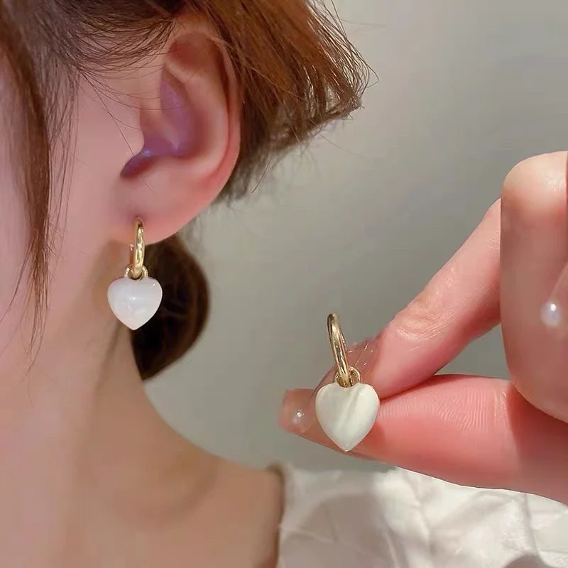 Romantic Red Love Heart Shape Stud Earrings for Women Gold Color Heart Pendant Earrings Party Wedding Charm Jewelry Gifts - Image 5