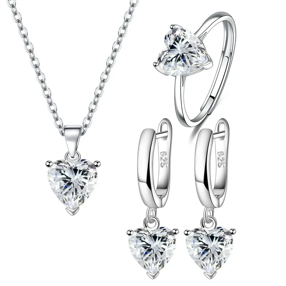 SAIYE 925 Sterling Silver Jewelry Sets For Women Heart Zircon Ring Earrings Necklace Wedding Bridal Elegant Christmas - Image 5