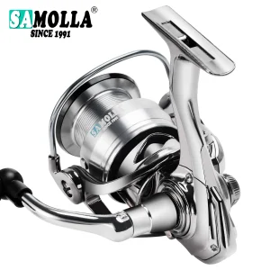 SAMOLLA New Spinning Reel 10kg Max Drag Graphite Reel 6 + 1 Ball Bearings, 5.2:1 Gear Ratio Fishing Reel for Perch Bass and Pike
