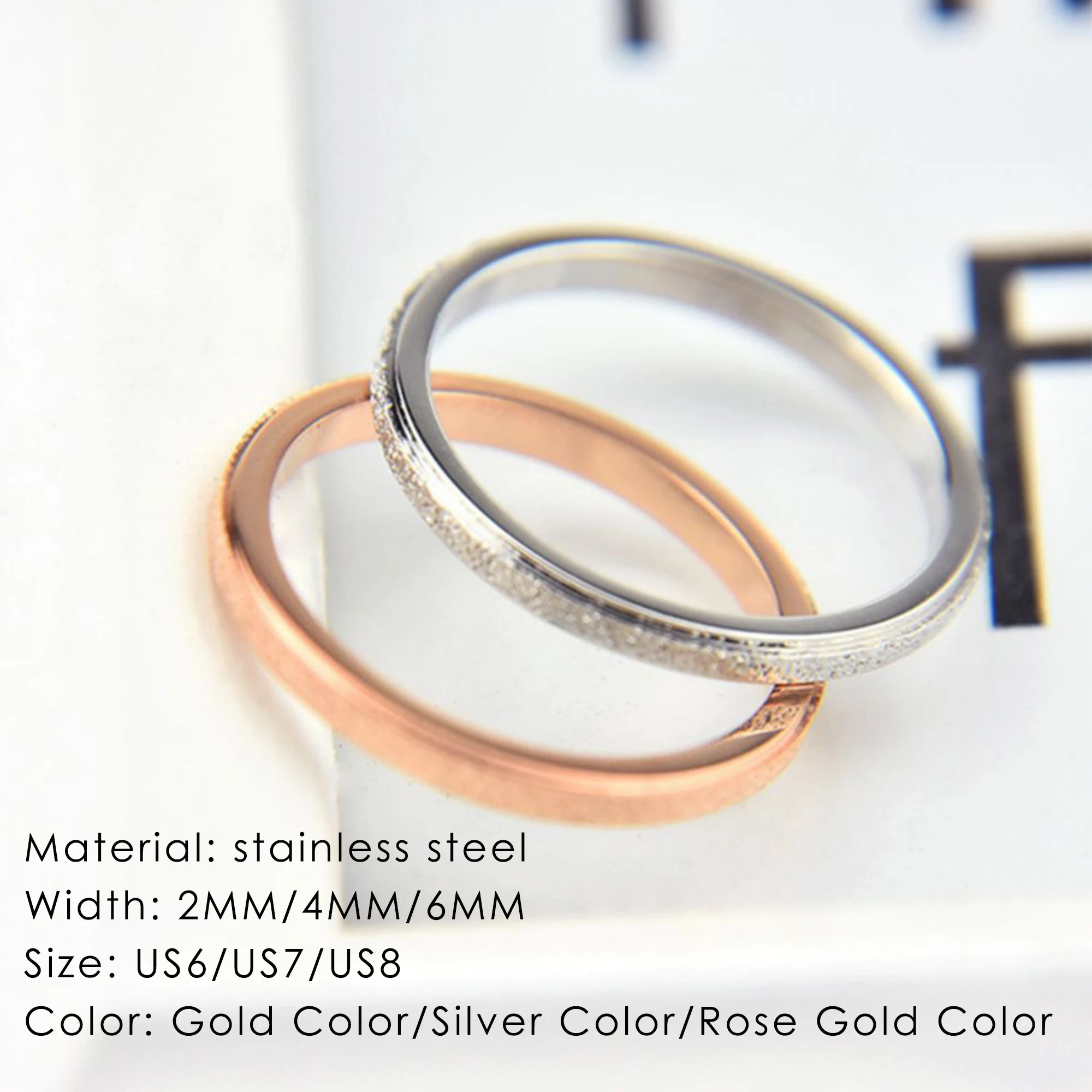 SUNIBI Frosted Stainless Steel Ring for Women Fashion Simple Gold Color Finger Rings Wedding Gifts Girls Jewelry Wholesale - Image 2