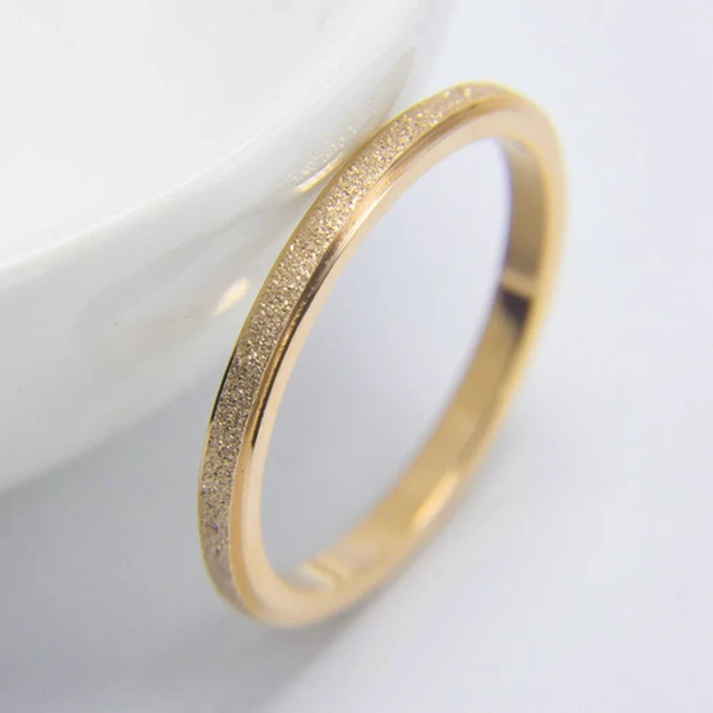 SUNIBI Frosted Stainless Steel Ring for Women Fashion Simple Gold Color Finger Rings Wedding Gifts Girls Jewelry Wholesale - Image 5