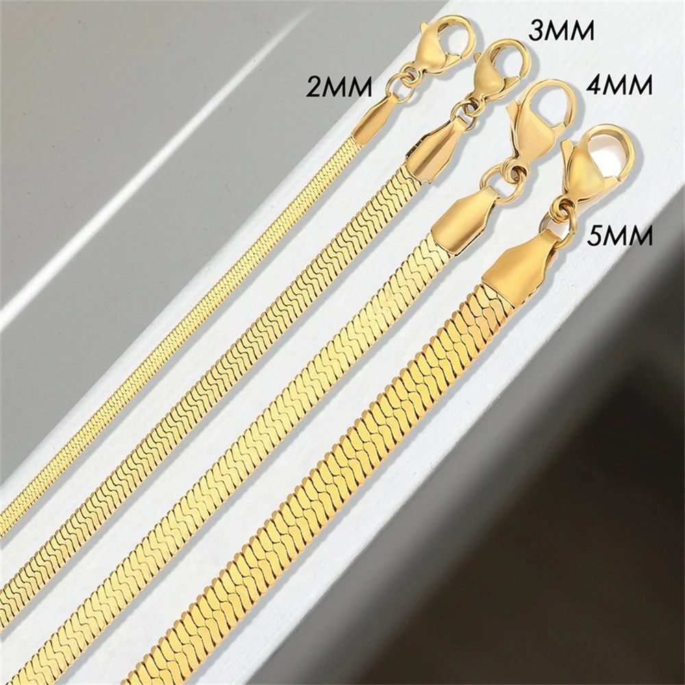 SUNIBI Stainless Steel Snake Chain Necklace for Woman Gifts Choker Herringbone Gold Color Necklaces Women Jewelry Wholesale - Image 5