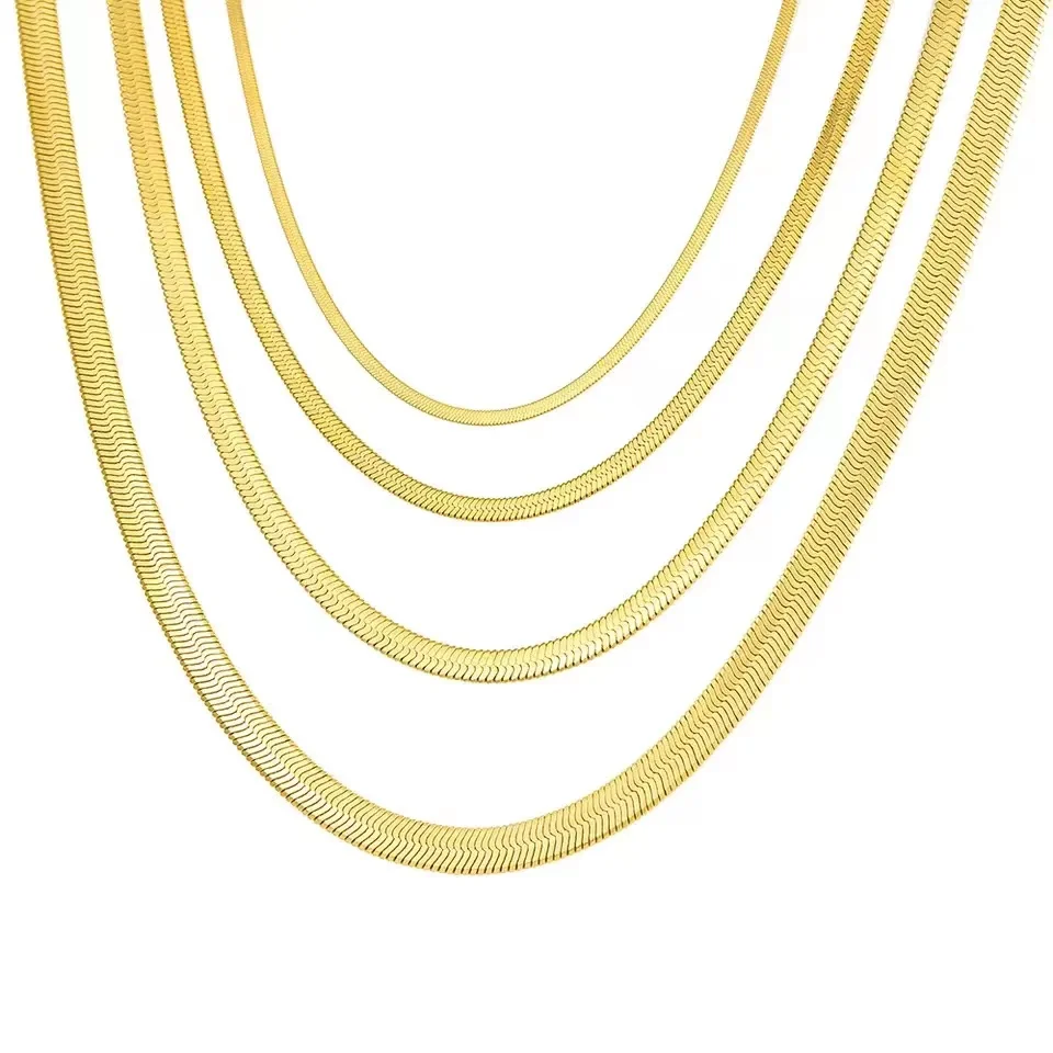 SUNIBI Stainless Steel Snake Chain Necklace for Woman Gifts Choker Herringbone Gold Color Necklaces Women Jewelry Wholesale - Image 6