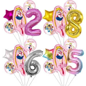 Sailor Moon Digit 1-10 Balloons Girls Anime Birthday Decoration Baby Shower Gender Reveal Party Supplies Kids Classic Toys Gift