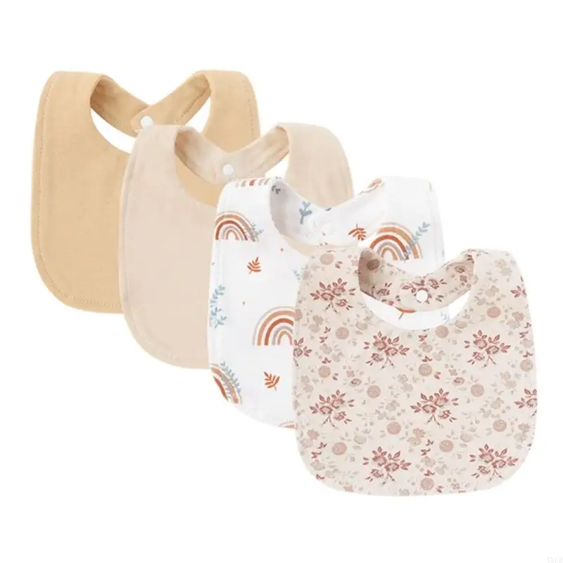 Set of 4pcs Baby Teething Bib Soft Absorbent Saliva Towels Comfortable Toddler Burp Cloths for Infants 0-2 Years - Image 5