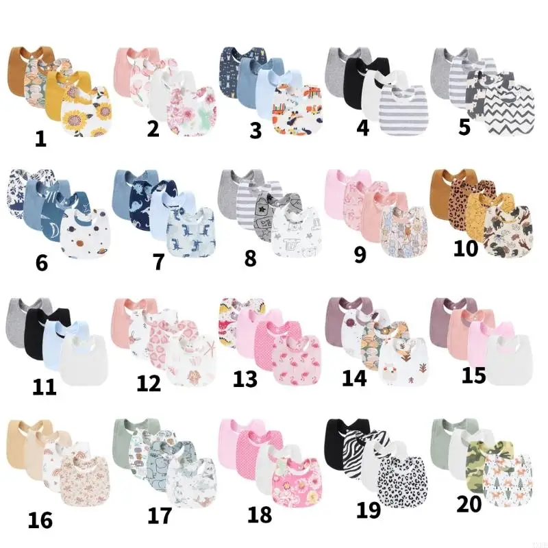 Set of 4pcs Baby Teething Bib Soft Absorbent Saliva Towels Comfortable Toddler Burp Cloths for Infants 0-2 Years - Image 4